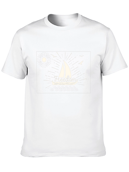 Freedom Sailboat Graphic Tee - Black Cotton T-Shirt