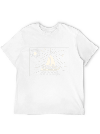 Freedom Sailboat Graphic Tee - Black Cotton T-Shirt