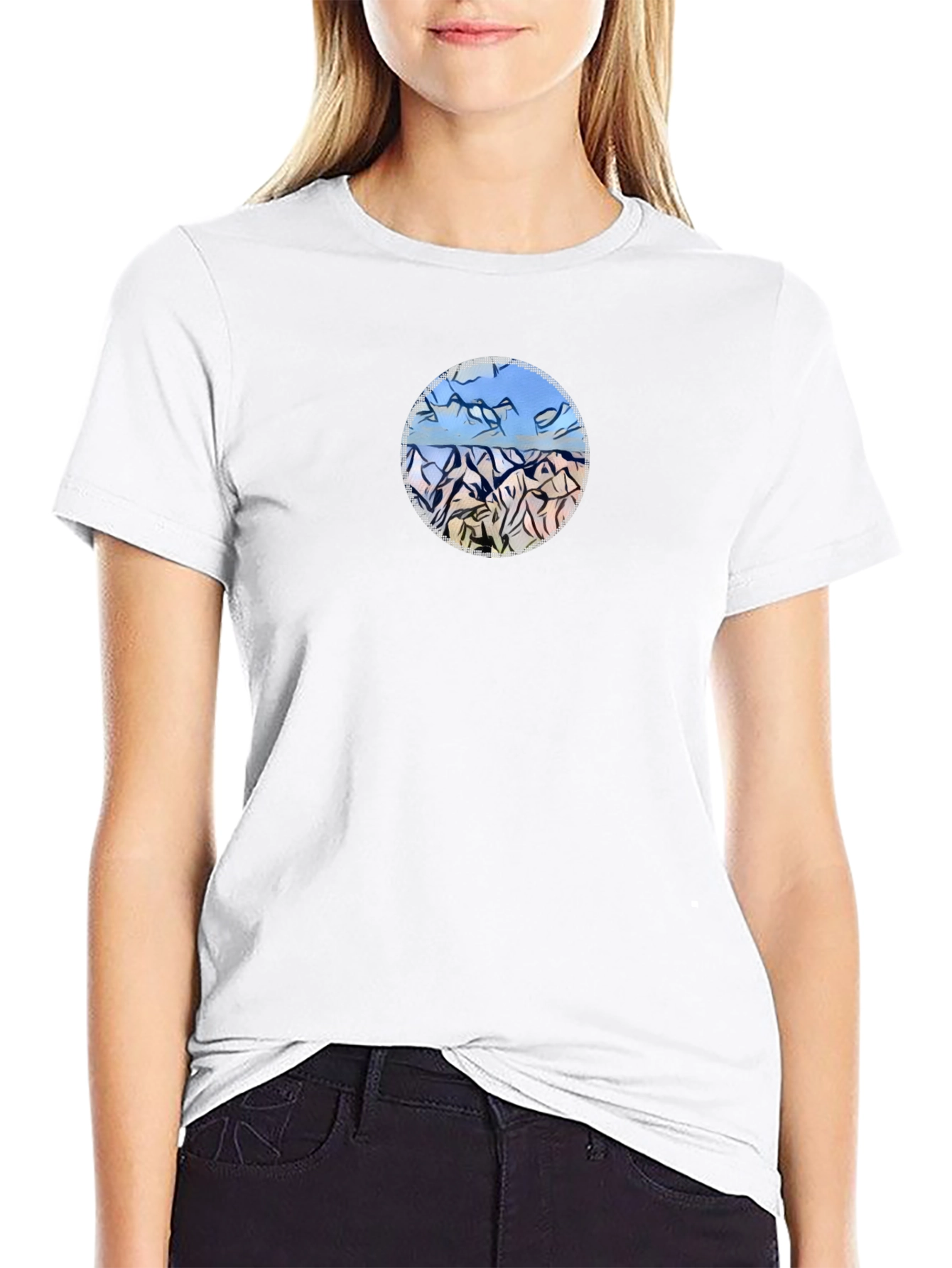 Mountains Landscape Graphic Tee - Black Casual Shirt