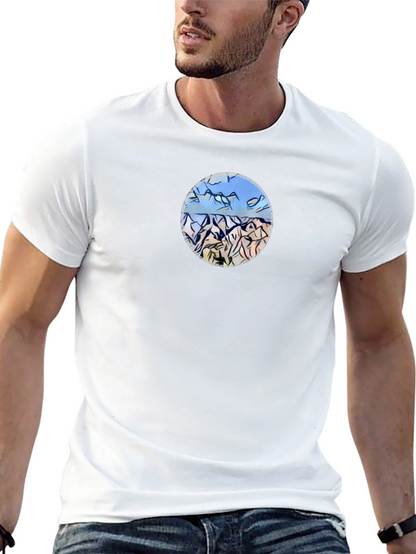 Mountains Landscape Graphic Tee - Black Casual Shirt