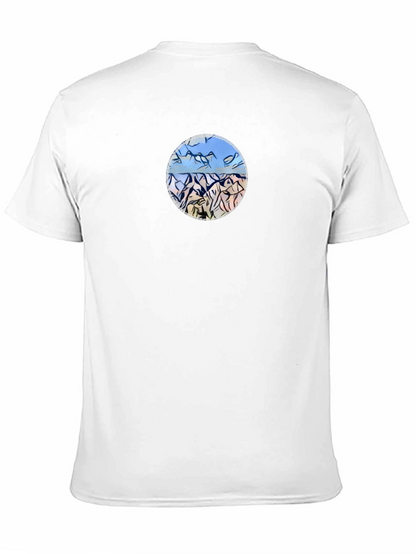 Mountains Landscape Graphic Tee - Black Casual Shirt