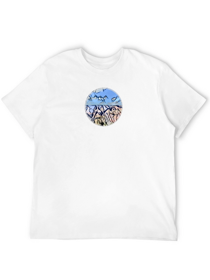 Mountains Landscape Graphic Tee - Black Casual Shirt