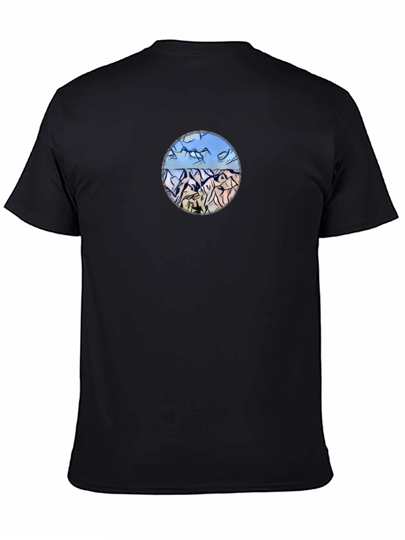 Mountains Landscape Graphic Tee - Black Casual Shirt
