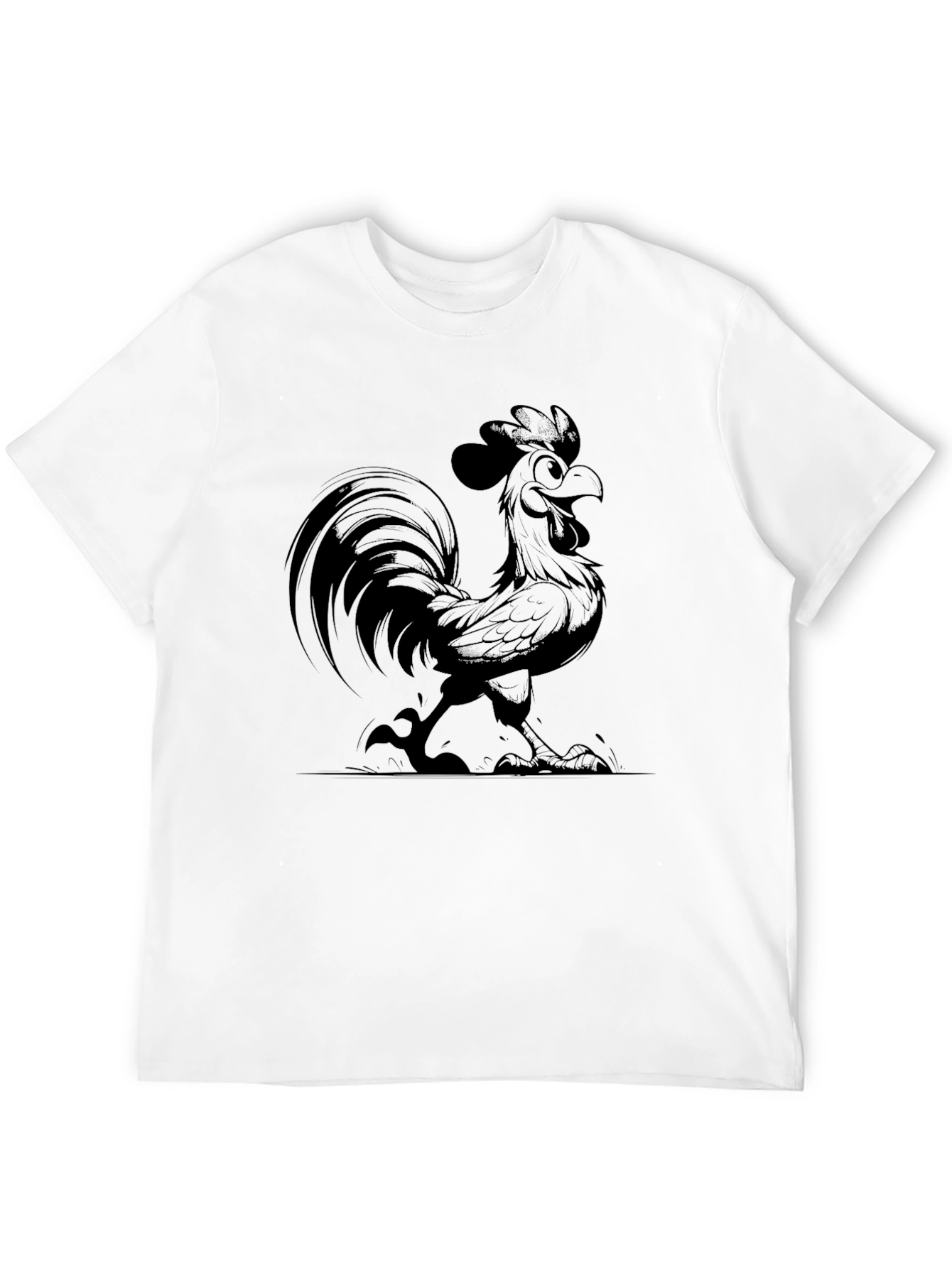 Funny Rooster Graphic Tee - Black