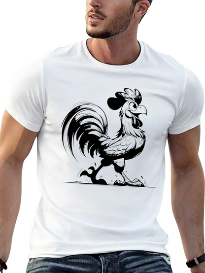 Funny Rooster Graphic Tee - Black