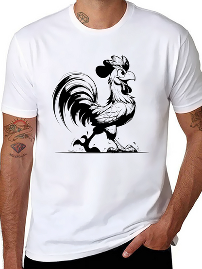 Funny Rooster Graphic Tee - Black