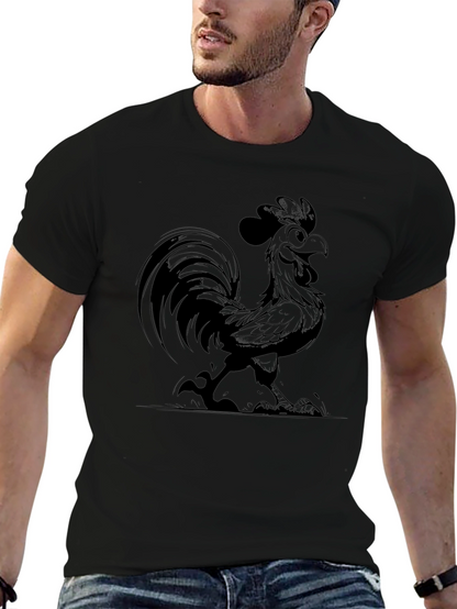 Funny Rooster Graphic Tee - Black