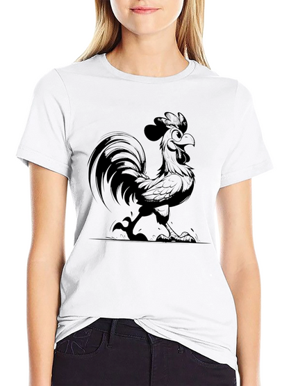 Funny Rooster Graphic Tee - Black