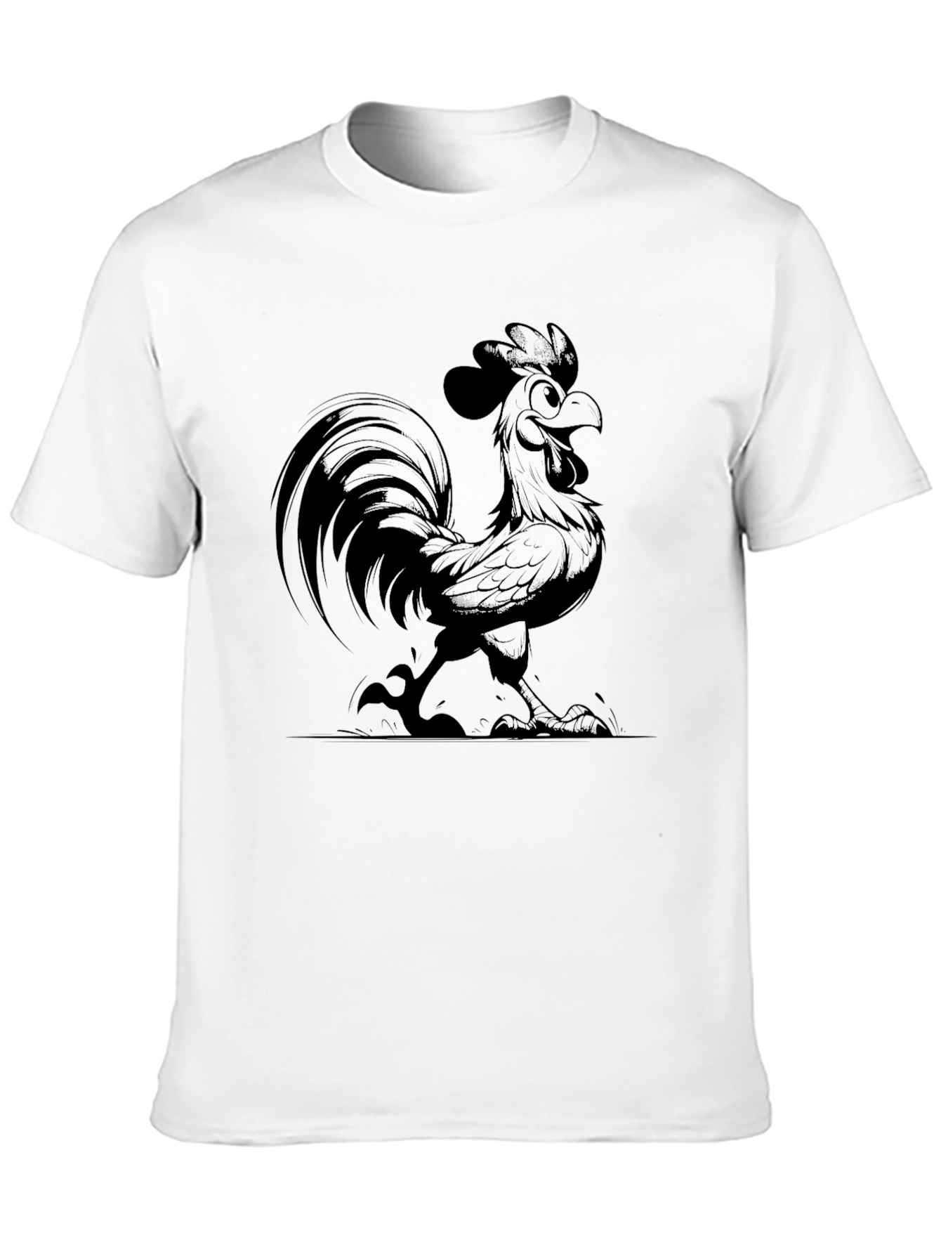 Funny Rooster Graphic Tee - Black