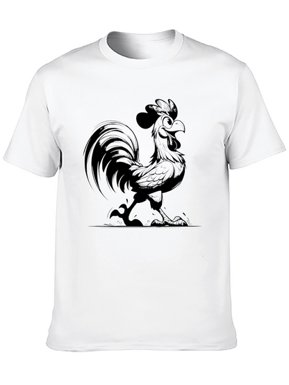 Funny Rooster Graphic Tee - Black