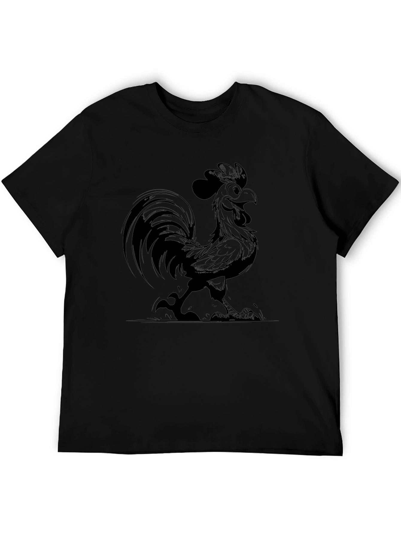 Funny Rooster Graphic Tee - Black