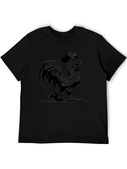 Funny Rooster Graphic Tee - Black