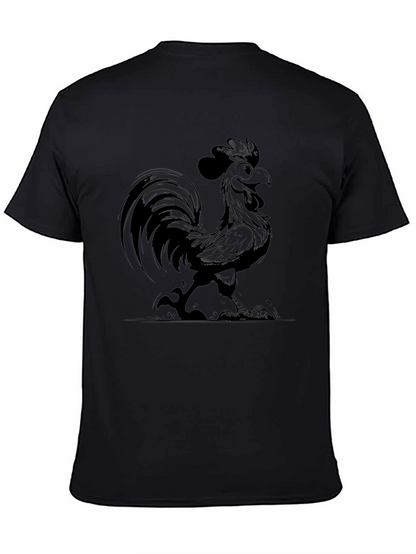 Funny Rooster Graphic Tee - Black