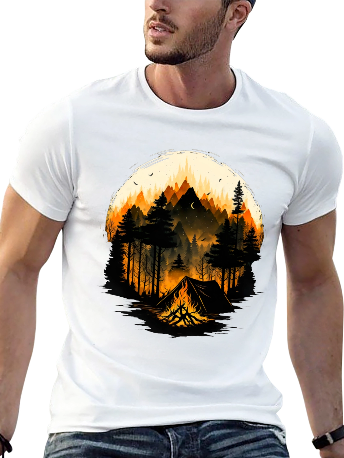 Camping Adventure Graphic T-Shirt - Black