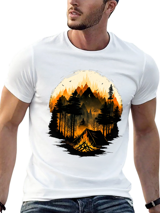 Camping Adventure Graphic T-Shirt - Black