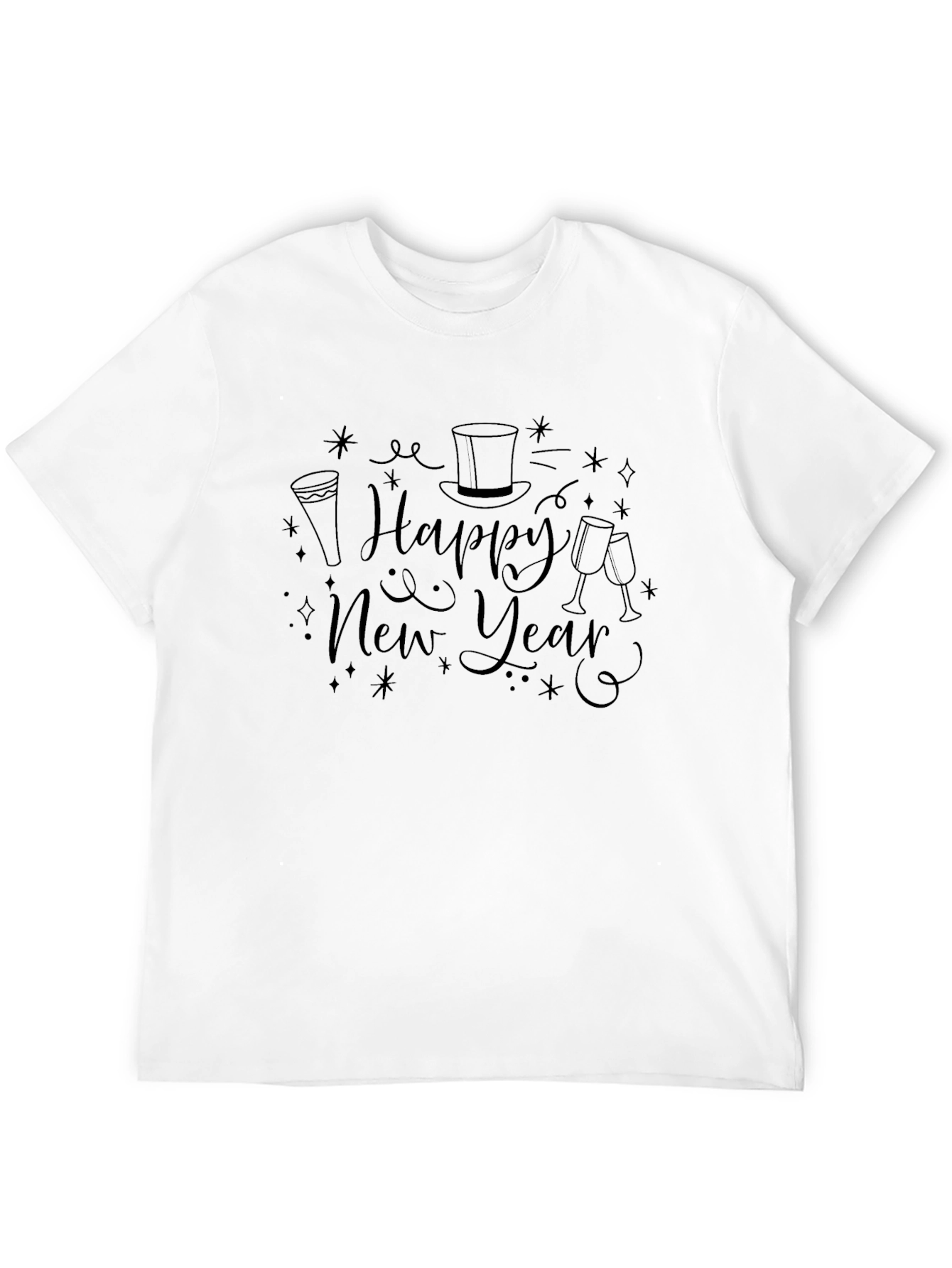 Happy New Year Graphic Tee - Black