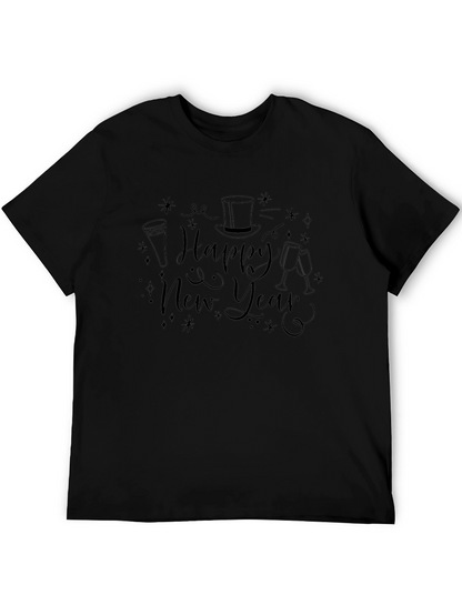 Happy New Year Graphic Tee - Black