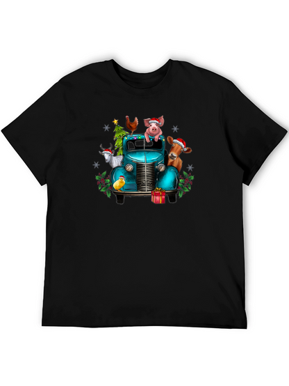 Holiday Farm Animals on Truck T-Shirt