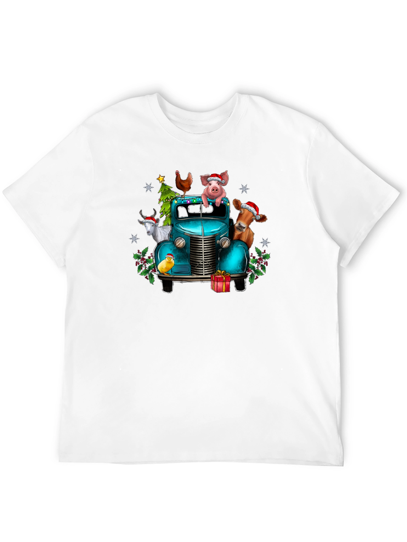 Holiday Farm Animals on Truck T-Shirt
