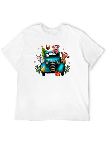 Holiday Farm Animals on Truck T-Shirt
