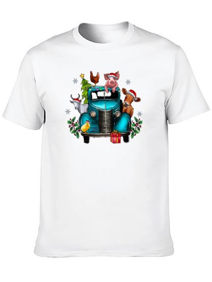 Holiday Farm Animals on Truck T-Shirt
