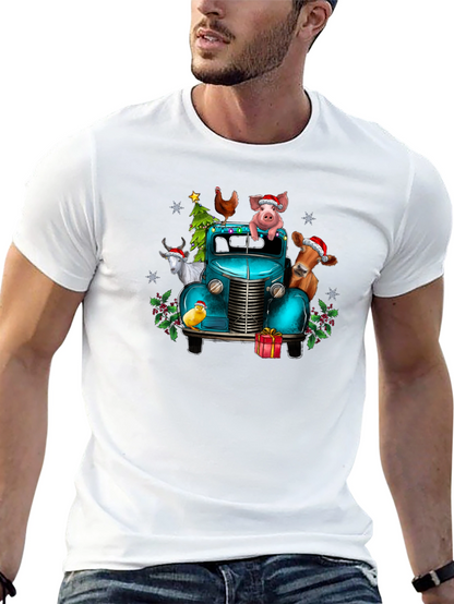 Holiday Farm Animals on Truck T-Shirt