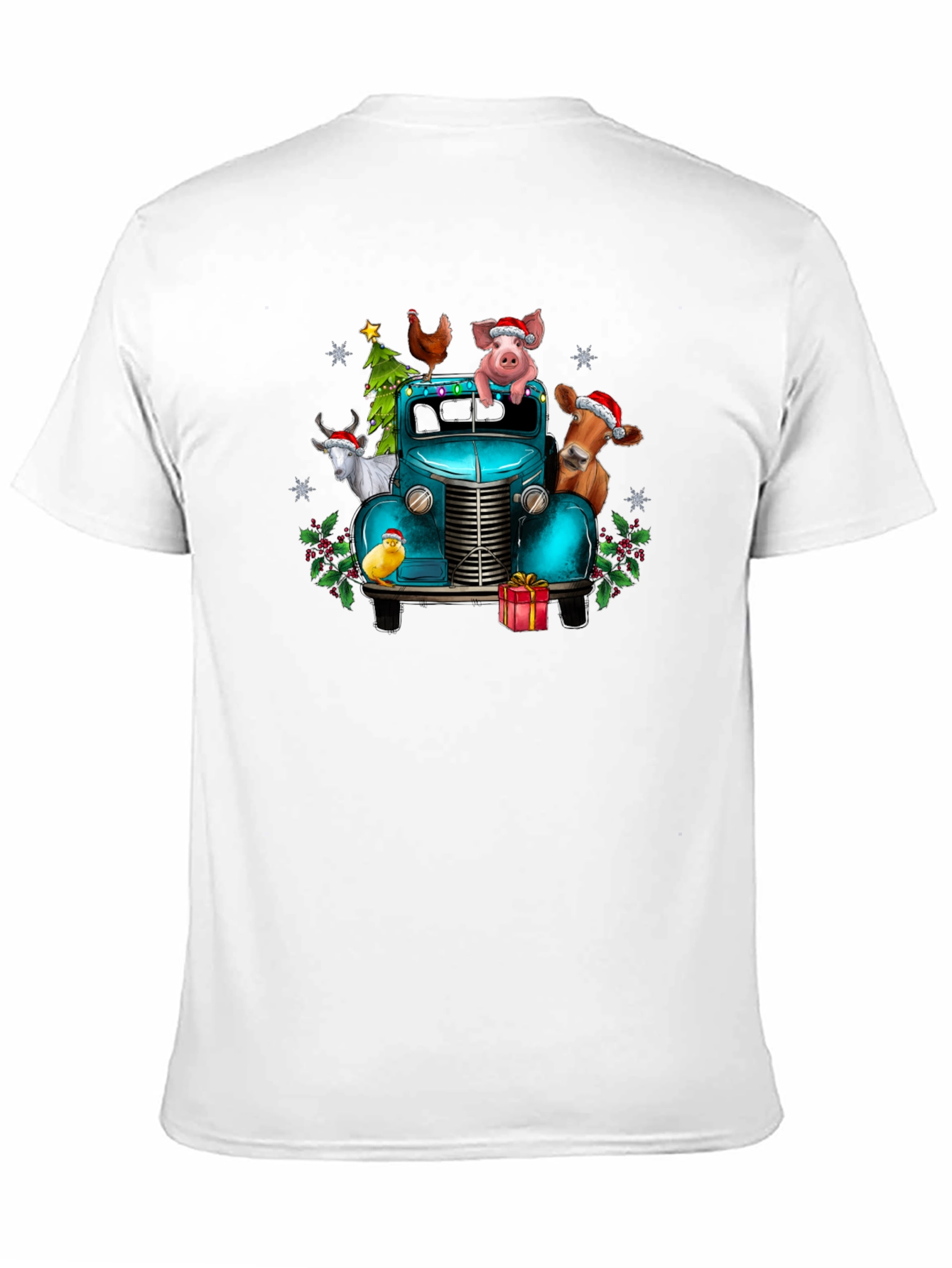 Holiday Farm Animals on Truck T-Shirt