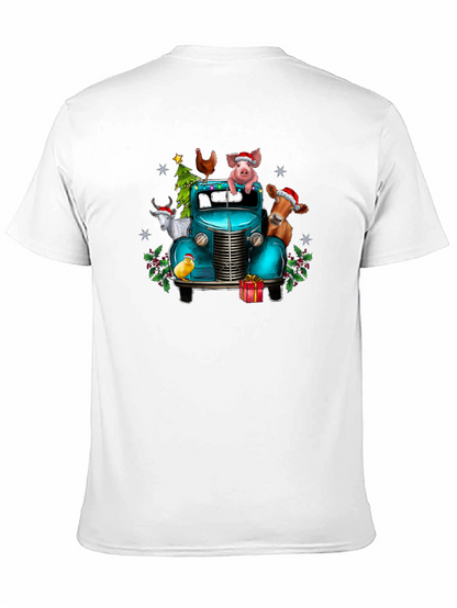 Holiday Farm Animals on Truck T-Shirt