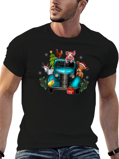 Holiday Farm Animals on Truck T-Shirt