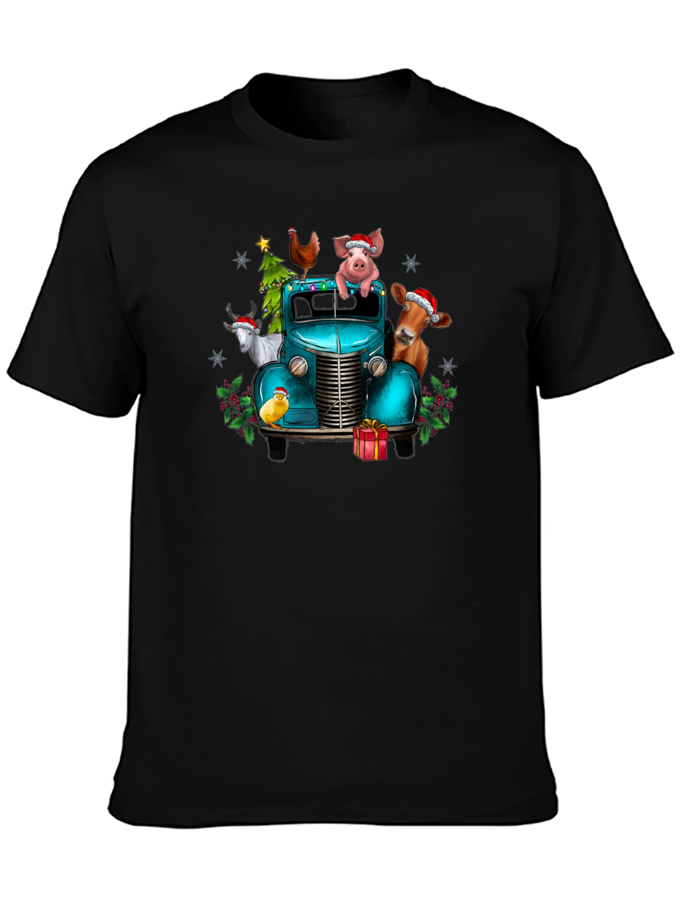 Holiday Farm Animals on Truck T-Shirt