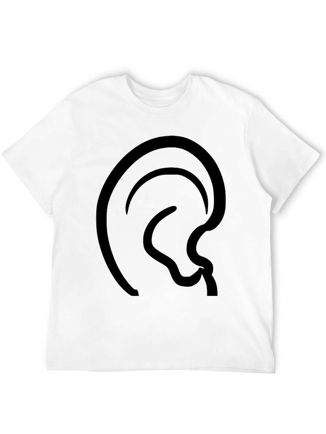 Abstract Ear Design Black T-Shirt