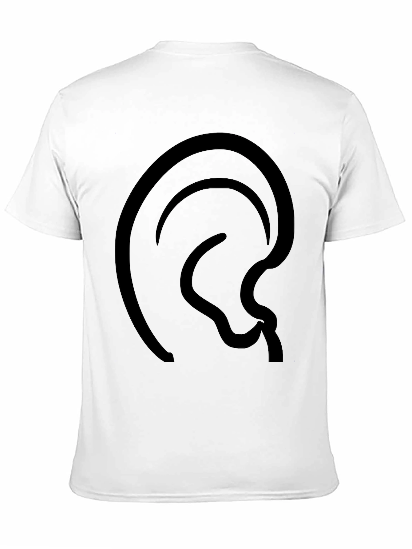 Abstract Ear Design Black T-Shirt