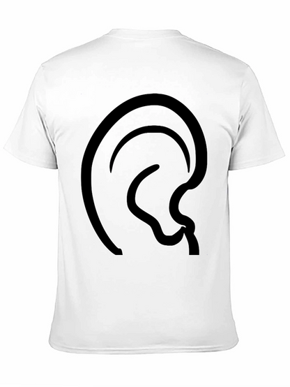 Abstract Ear Design Black T-Shirt