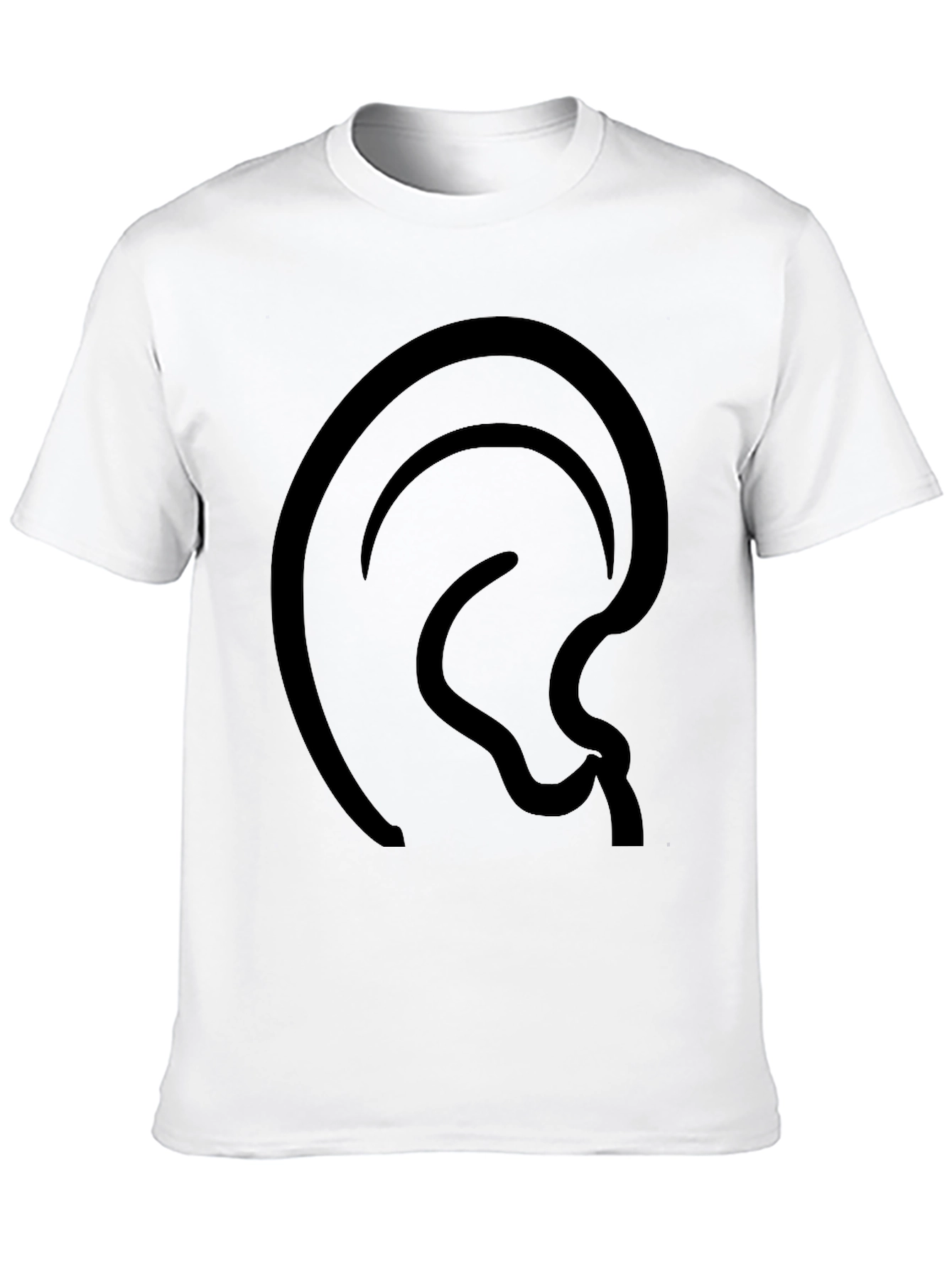 Abstract Ear Design Black T-Shirt