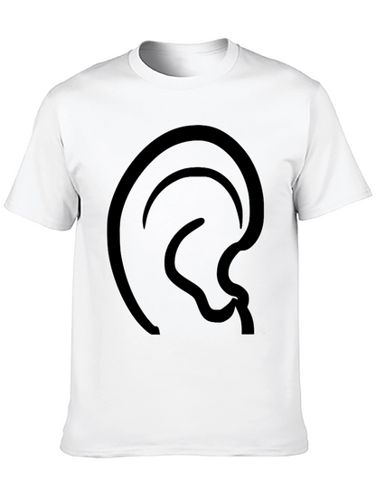 Abstract Ear Design Black T-Shirt
