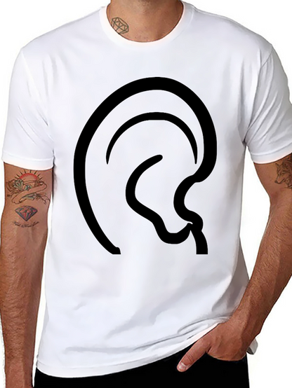 Abstract Ear Design Black T-Shirt