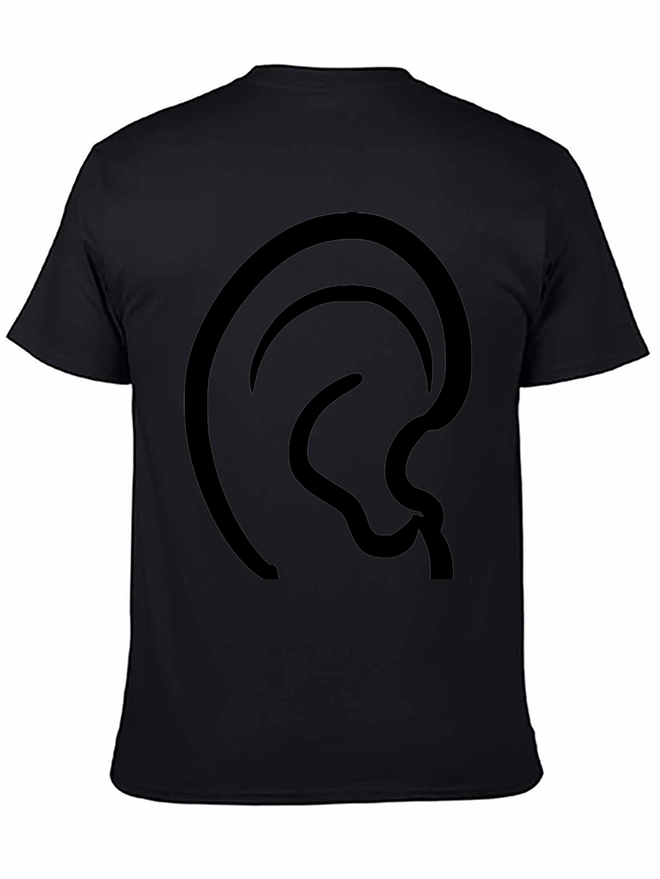 Abstract Ear Design Black T-Shirt