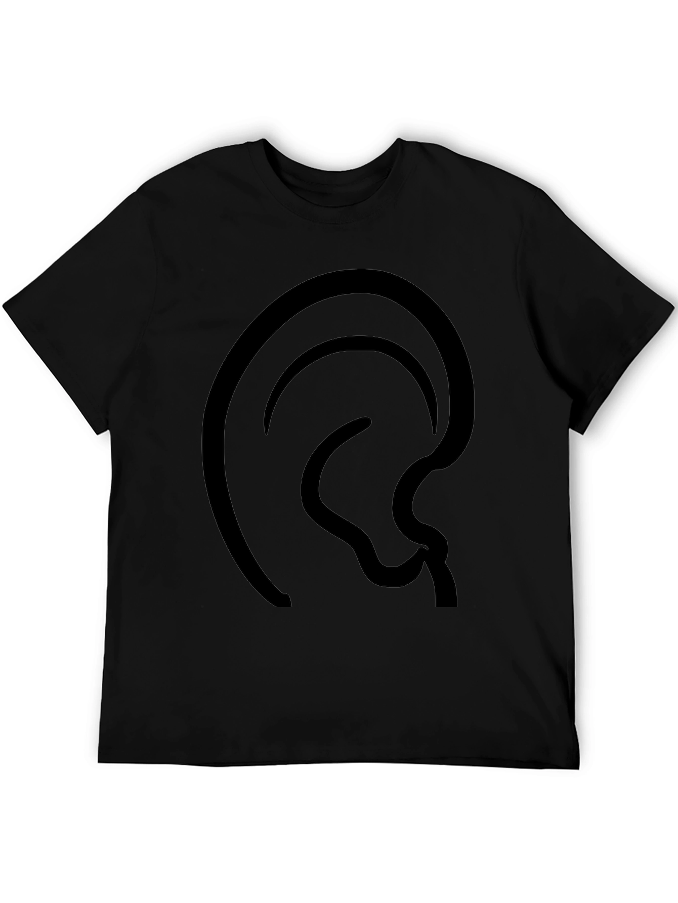 Abstract Ear Design Black T-Shirt