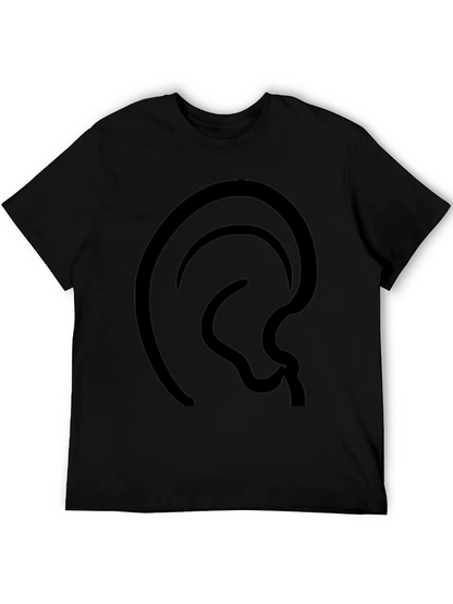 Abstract Ear Design Black T-Shirt