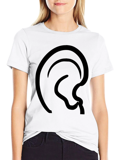 Abstract Ear Design Black T-Shirt