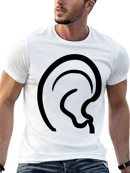 Abstract Ear Design Black T-Shirt