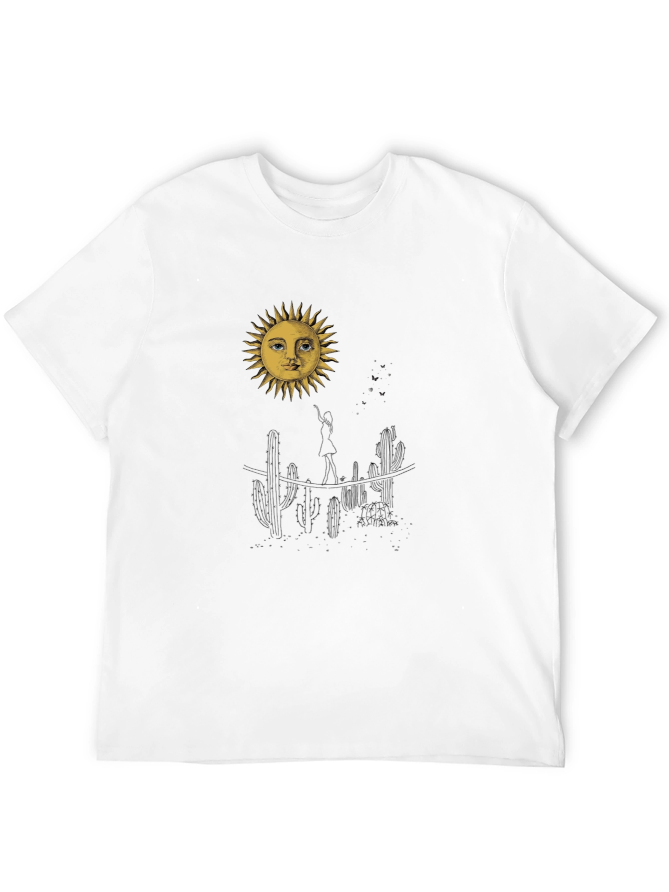 Desert Sun Graphic Tee - Black Cotton T-Shirt