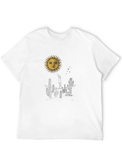 Desert Sun Graphic Tee - Black Cotton T-Shirt