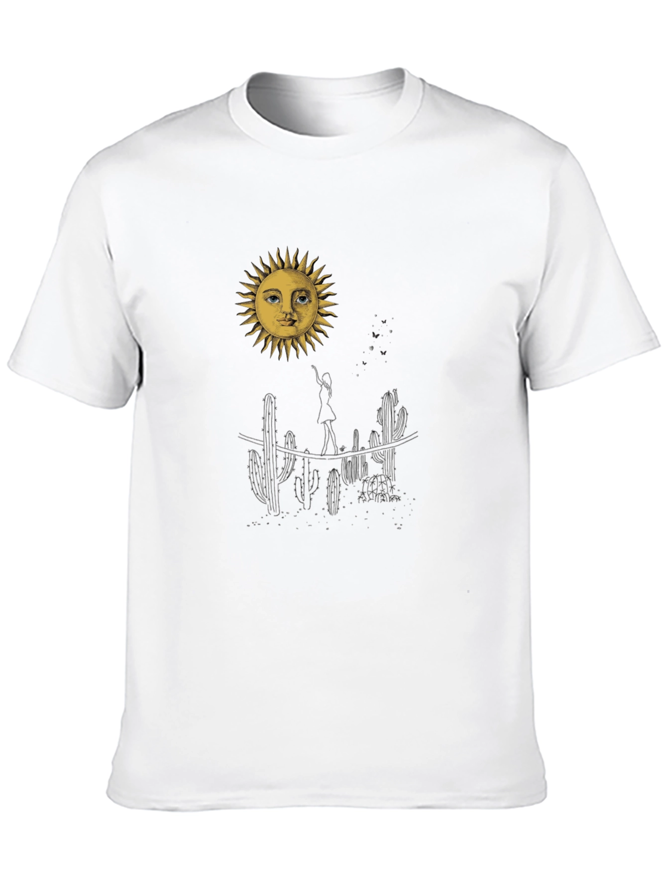 Desert Sun Graphic Tee - Black Cotton T-Shirt