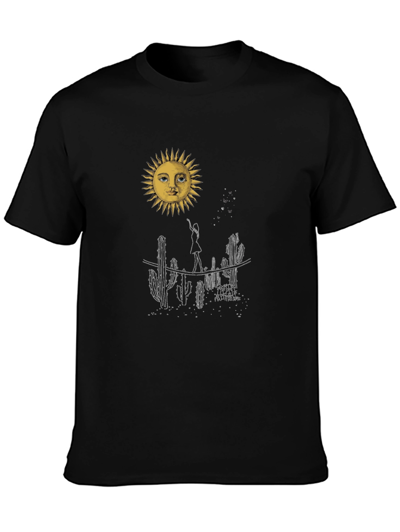 Desert Sun Graphic Tee - Black Cotton T-Shirt