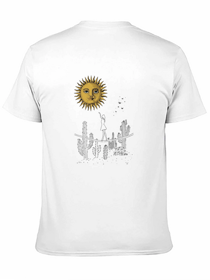 Desert Sun Graphic Tee - Black Cotton T-Shirt