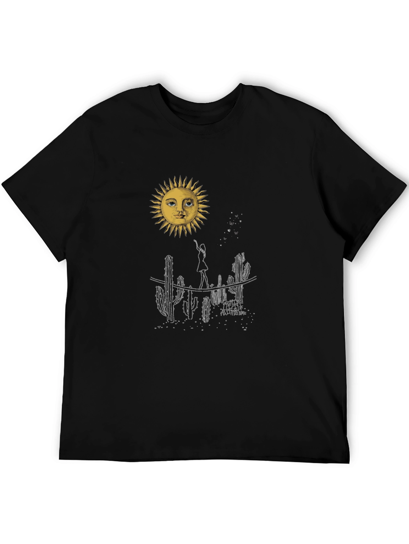 Desert Sun Graphic Tee - Black Cotton T-Shirt