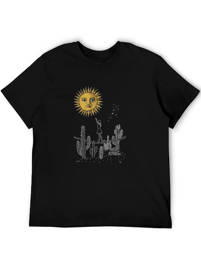 Desert Sun Graphic Tee - Black Cotton T-Shirt