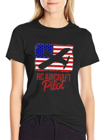RC Aircraft Pilot T-Shirt - American Flag Airplane Tee