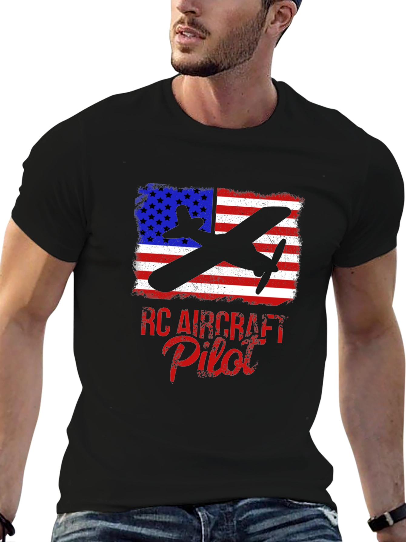 RC Aircraft Pilot T-Shirt - American Flag Airplane Tee